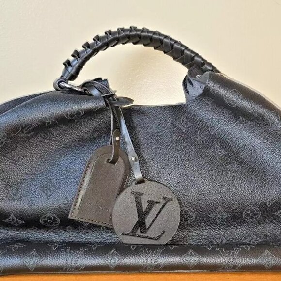 LOUIS VUITTON Carmel Mahina Leather Hobo Bag, Black, New, With Box, Dust Bag - Picture 1 of 16